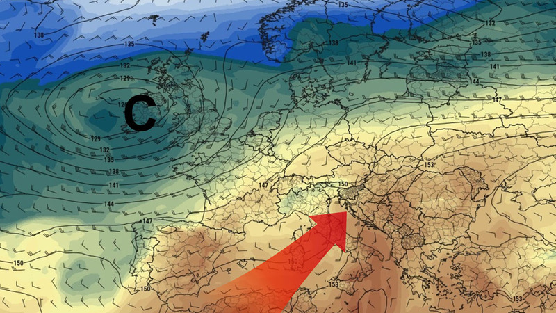 A Kárpát-medence az északnyugat-európai ciklonok előoldali, meleg áramlásába tartozik. A ciklon afrikai eredetű, igen meleg levegőt szippant be Európa déli és középső területei fölé.