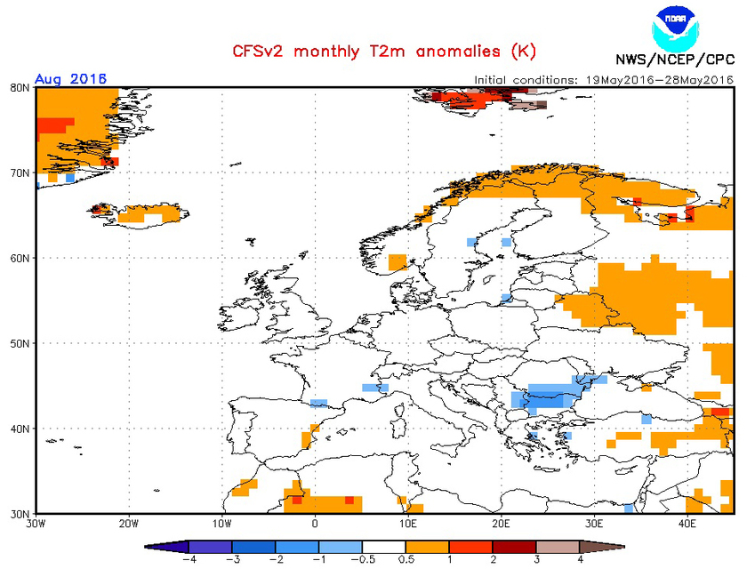 3. Ábra: a CFS modell hőmérsékleti anomália előrejelzése augusztusra