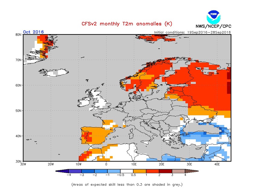 1.ábra: a CFS modell hőmérsékleti anomália előrejelzése októberre