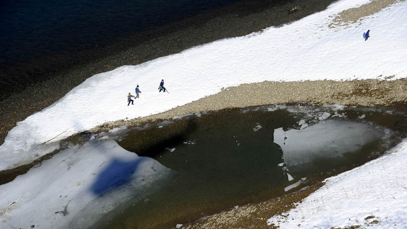 A Tisza jégbefagyott vízkészlete Ukrajnában