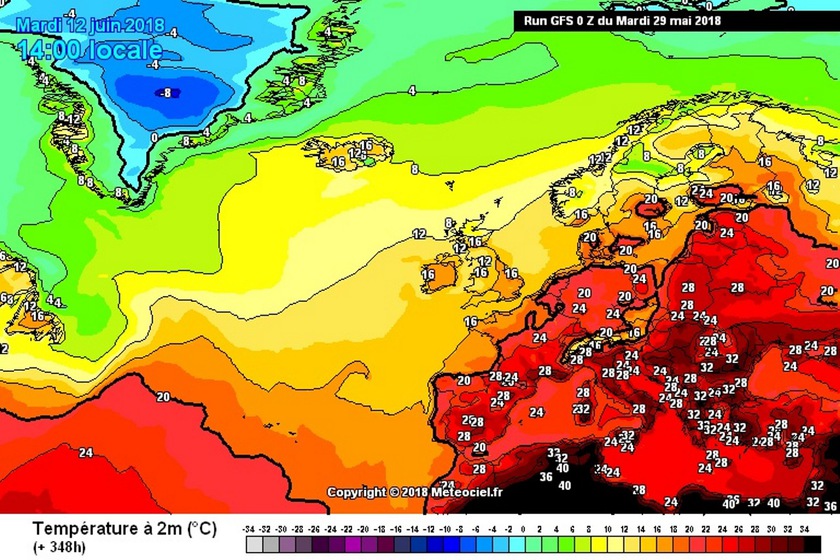 3. Ábra: Európa középső területei felett már az átlagosnál is melegebb, igazi nyári idő várható. Messze délen egyre forróbb levegő kezd el felhalmozódni, de komolyabb hőhullám egyelőre nem fenyegeti térségünket.