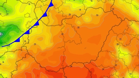 Hidegfront közeleg, előtte azonban még magasra emelkedik a hőmérséklet