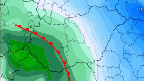 Melegfront hoz ónos esőt, esőt és kezdődő enyhülést