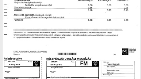 0,56 forintról kapott számlát
